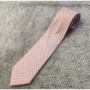 Razzoli 100% Silk Pink Multi-color Geometric Print Men's Neck Tie Handmade